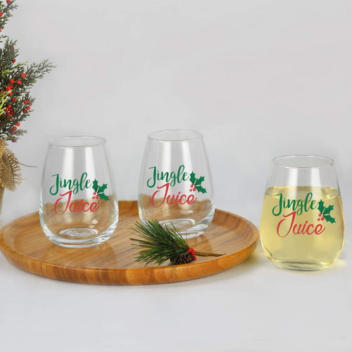 Copa De Vino De Navidad, Copa De Vino Sin Tallo De Jingle Ju