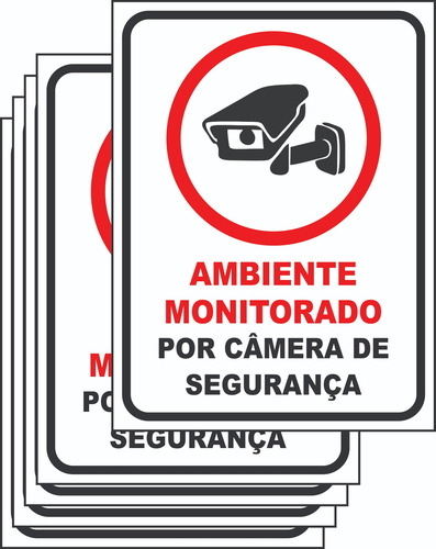 5 Placas Ambiente Monitorado Por Câmeras De Segurança Ps 1mm