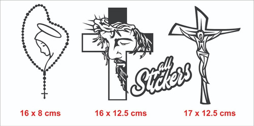 Vinil De Recorte Stickers Set 3 Piezas Cristo Cruz