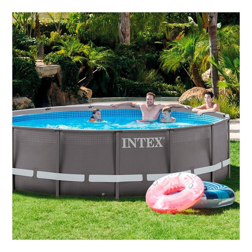 Imagen 3 de 10 de Pileta Grande Exterior Negra 19156l C/ Bomba Intex 427x107