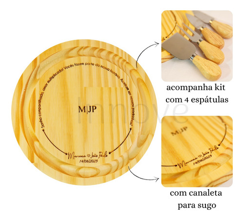 18 Tábua De Queijos Com Kit De Espátulas Padrinhos Casamento