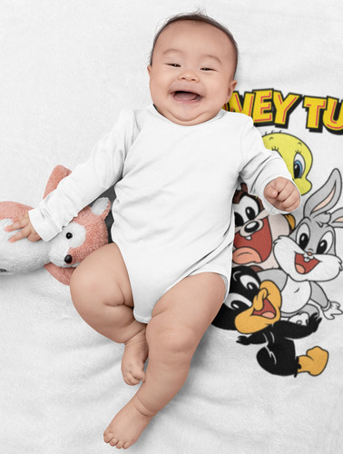 Mini Manta Microfibra + Fronha Baby Looney Tunes Infantil Cor Branco Desenho Do Tecido Looney Tunes 02