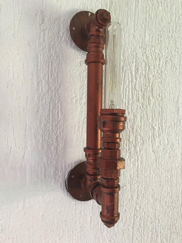 Lampara Pared Vintage Tubo Cobre Edison Industrial