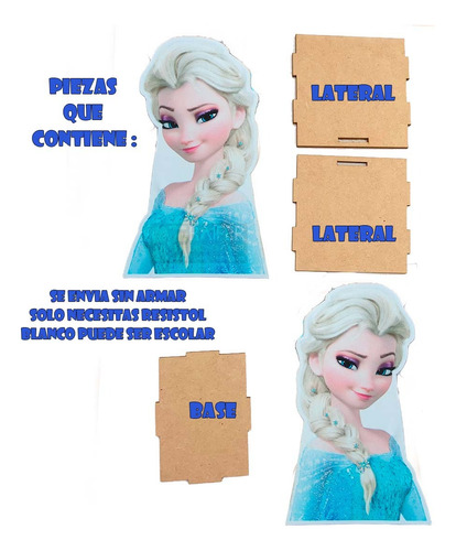 Dulcero Centro De Mesa De Elsa Frozen 10 Pzas Imagen 2 Caras