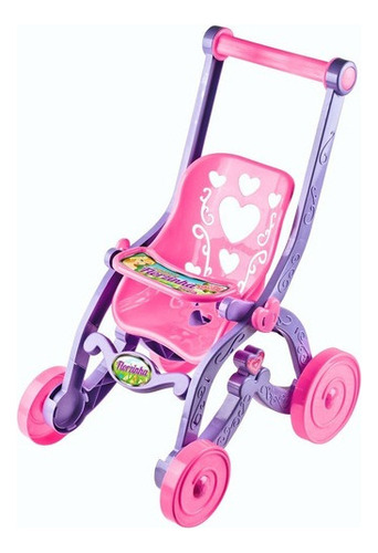 Carrinho Boneca Baby Car Princesas Florzinha Brinquemix Cor Lilás/Rosa