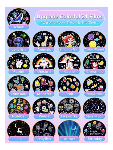21 Conjuntos De Películas + Proyector Night Light Para De Y