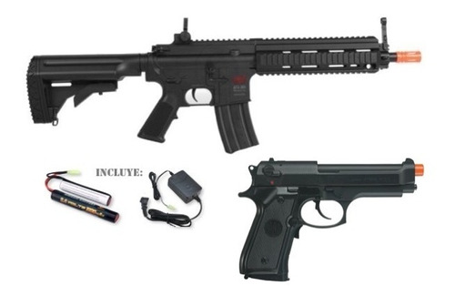 Marcadora Airsoft Hk 416 Aeg Beretta 92fs 6mm Resorte Xtrm P