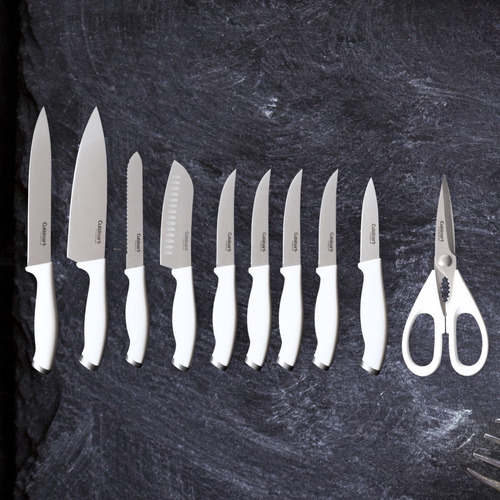 Juego De Cuchillos Profesionales Blanco Acero Inox. 10 Pzs Blanco