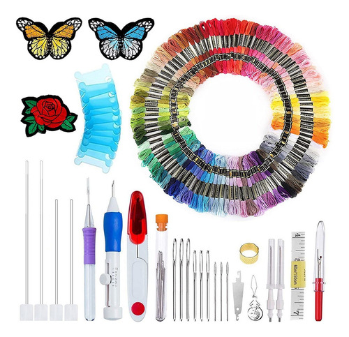 Ipawty 100color Bordado Kit Aguja Perforación Herramienta