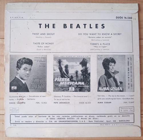The Beatles Twist And Shout + 3 España 1963 Vinilo 7 Puntos Estándar (Usado)
