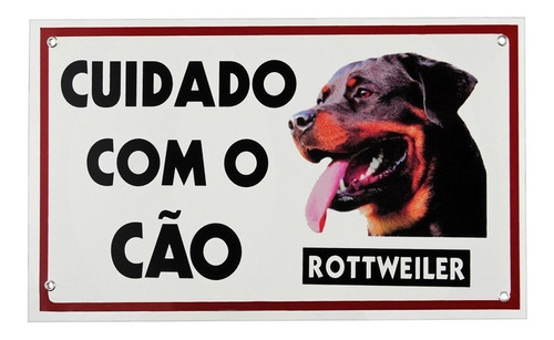 Placa Cuidado Cao Rotweiller Cão Bravo Advertência