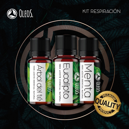 Kit De 3 Aceites Esenciales Aromaterapia 10 Ml. Respiración