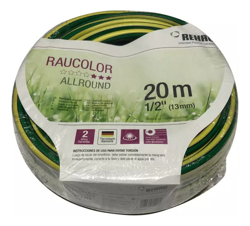  Manguera Riego Raucolor 1/2 Pulgada X 20 Mt Rehau 