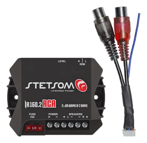 comprar Modulo AUTOMOTIVO Stetsom IR160 COM CHICOTE RCA Amplificador 160W Rms Para Alto Falante de Portas e Tampao 6x9 6 polegadas 2 Canais RENDE 45W A 4 Ohms Potencia iron line valente e compacto
