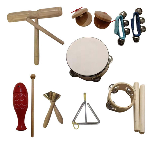 Juego De Instrumentos Musicales De Madera De 9 Piezas