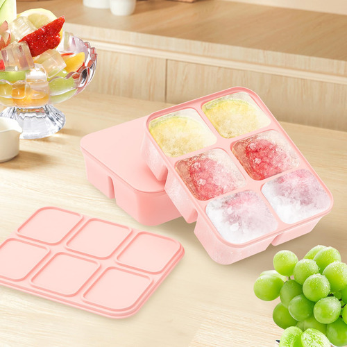 2 Bandejas Para Cubitos Hielo Silicona Con Tapas Extraíbles