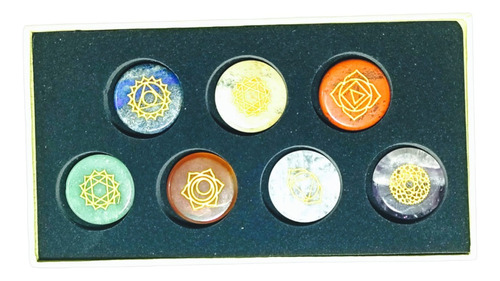 Set De Piedras Naturales  7 Chakras - Diseños Grabados 