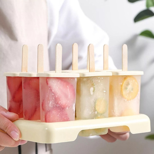 Juego De 9 Moldes Para Paletas Con Bandeja Amarilla