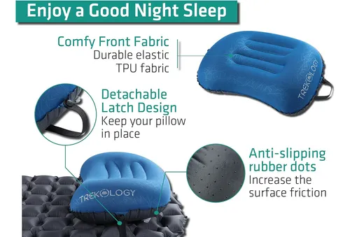 Almohada Inflable Ultraligera Trekology Para Acampar Y Vi...