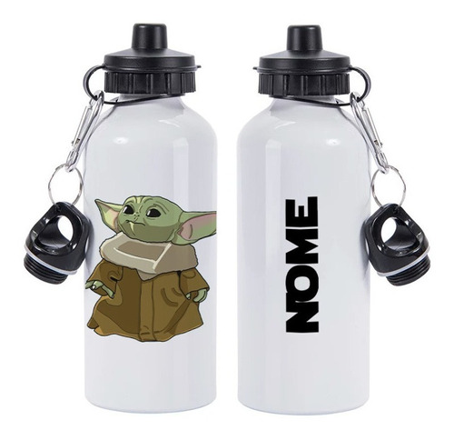 Squeeze Baby Yoda Grogu Star Wars Personalizado Nome 600 Ml