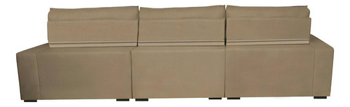 Sofá Retrátil e Reclinável 3,82m com Molas Ensacadas Cama Inbox Gold Tecido Suede Velusoft Castor