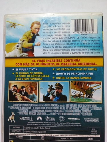 Imagen 2 de 2 de Las Aventuras De Tintin - Spielberg - Columbia 2011 Dvd - U