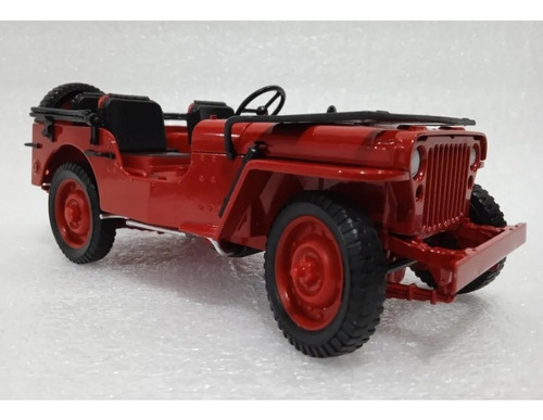 Jeep Willys Rojo/ Escala 1:18/ 20cms Largo/ Metalico/kdw