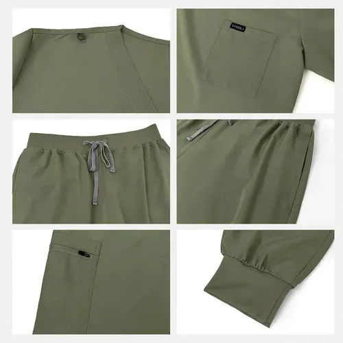 Conjunto De Esfoliante, Blusa E Calça De Cor Neutra Hmm Zy