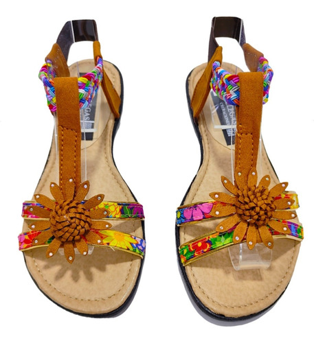 Huarache Sandalia Resorte Tira Colores Combinable Con Flor