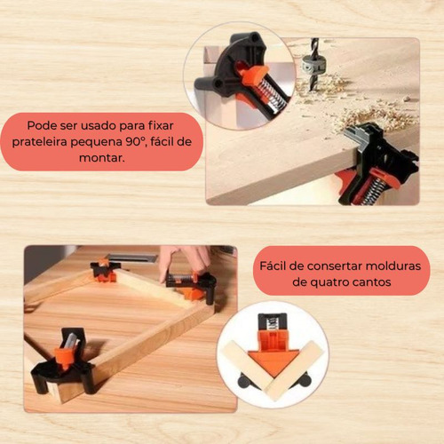 Kit 4 Pçs Sargento Angular 90ºgraus Marcenaria Aperto Rápido