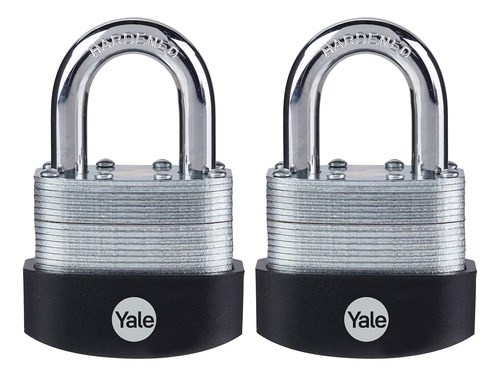 Paquete De 2 Candados Laminados Anchos Yale Con Grillete Y 3
