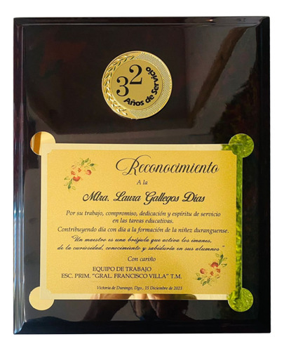 Placa Reconocimiento/agradecimiento Personalizado P/eventos