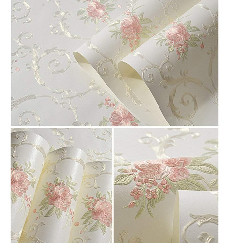 Papel De Contacto Floral Decorativo No Tejido Autoadhesivo C