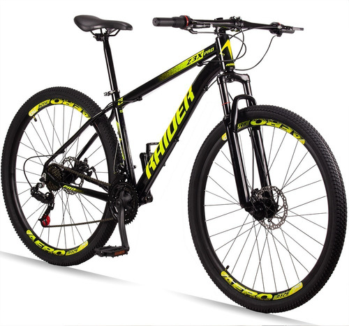 Bicicleta 29 Raider Z3x Pro 21 Marchas Freio A Disco Mtb Cor Preto/Amarelo Tamanho do quadro 15