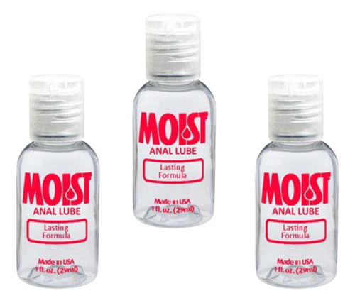 3 Mini Lubricantes Moist Anal Lube De 29ml Sin Dolor