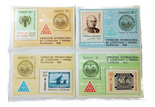 4 Bloques Argentina Gj1900/03- Mint Exp. Intern.prenfil 80