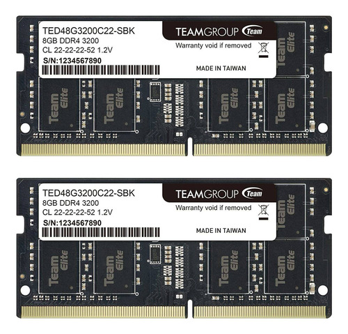 Memoria Ram Teamgroup Elite, 2x8gb, 3200mhz, Ddr4, 260-pin