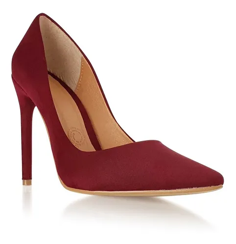 Zapatillas De Tac n Alto De Gamuza Color Vino Para Dama Cuotas