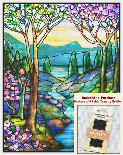 Louis Comfort Tiffany Mountain Stream Punto Cruz Diseño