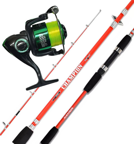 2 Combo Equipo Pesca Variada Caña 2.10m 2 Tramos+reel 3 Rul 