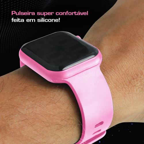 Relogio Digital Infantil Rosa + Oculos Proteção Uv + Caixa K