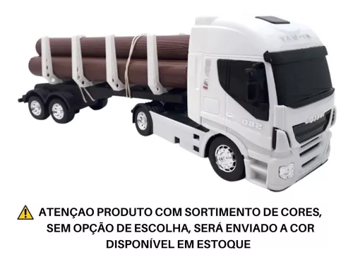 Caminhão Carreta De Brinquedo Iveco Hi-way Tora De Madeira