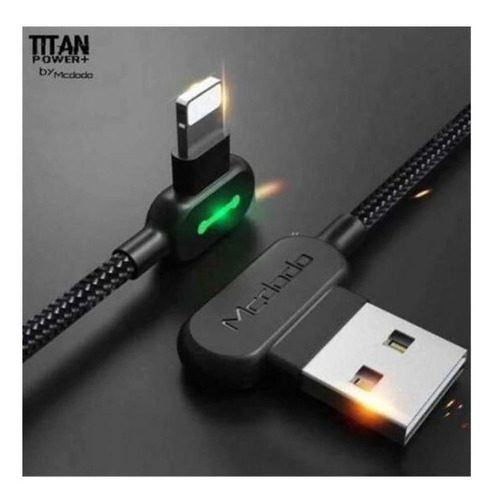Cable Titan Power Mcdodo+ Intel 3.0 para iPhone de 1,2 metros. Color: negro