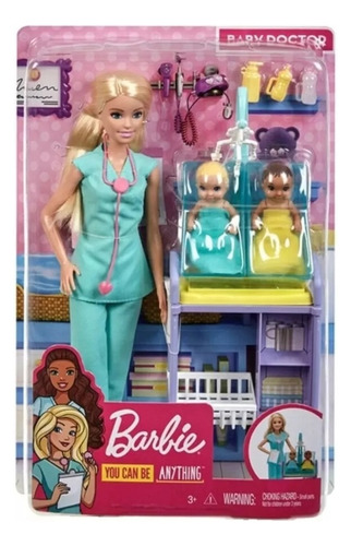 Barbie Profesiones, Muñeca Doctora Pediatra Con 2 Bebés