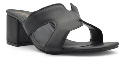 Sandalia Zapatilla Tacon Bajo Estilo H Punta Cuadrada