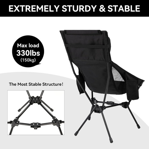 Silla De Camping De Respaldo Alto, Silla De Camping Ligera C