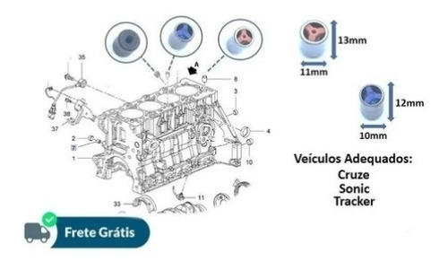 Imagem 5 de 5 de Válvula De Retenção De Óleo Do Bloco Chevrolet Cruze Sonic