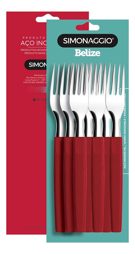 Set Tenedores De Mesa Simonaggio Belize 12 Piezas Rojo 