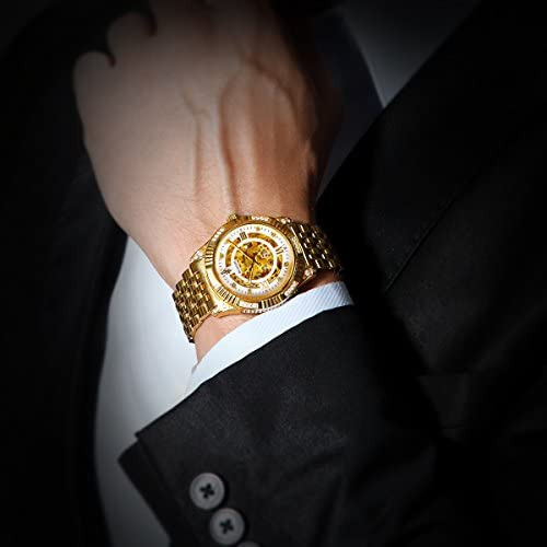 Binlun Relojes De Pulsera Esqueléticos Dorados Automáticos P