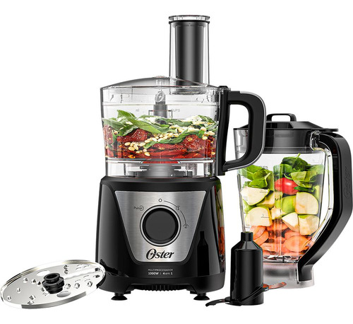 Multiprocessador De Alimentos Black 4 Em 1 Oster Lâminas Aço